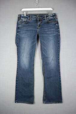 Silver Jeans Co. Denim Jeans Medium Wash Embroidered Elyse Mid Slim Boot 30x31